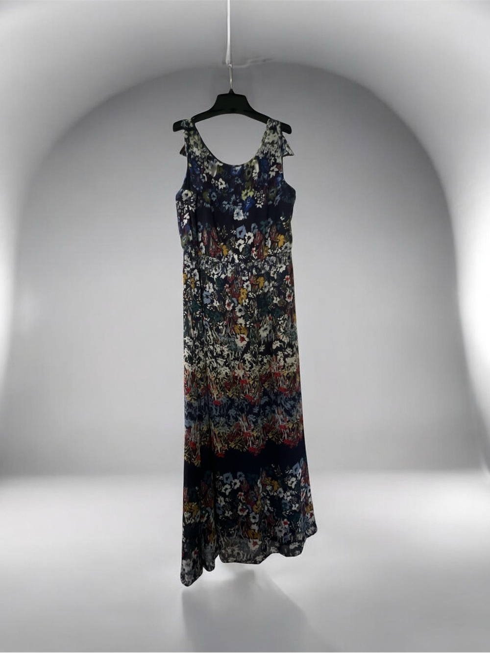 Floral Navy Maxi Dress with Sleeveless Straps